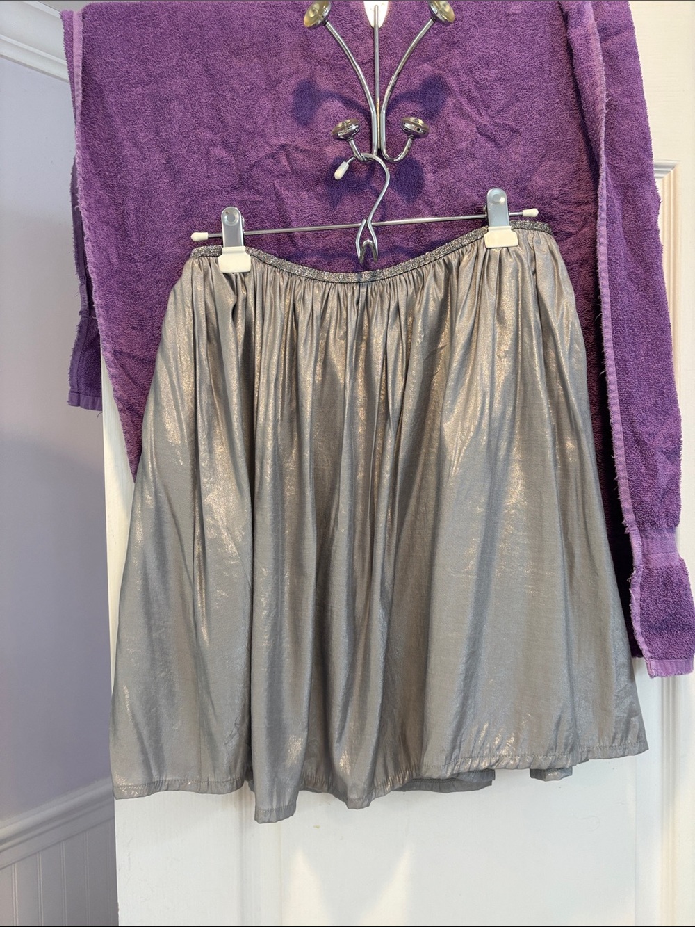 Charlotte Russe Metallic Silver Gathered Skirt